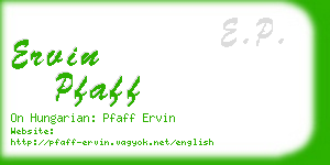 ervin pfaff business card